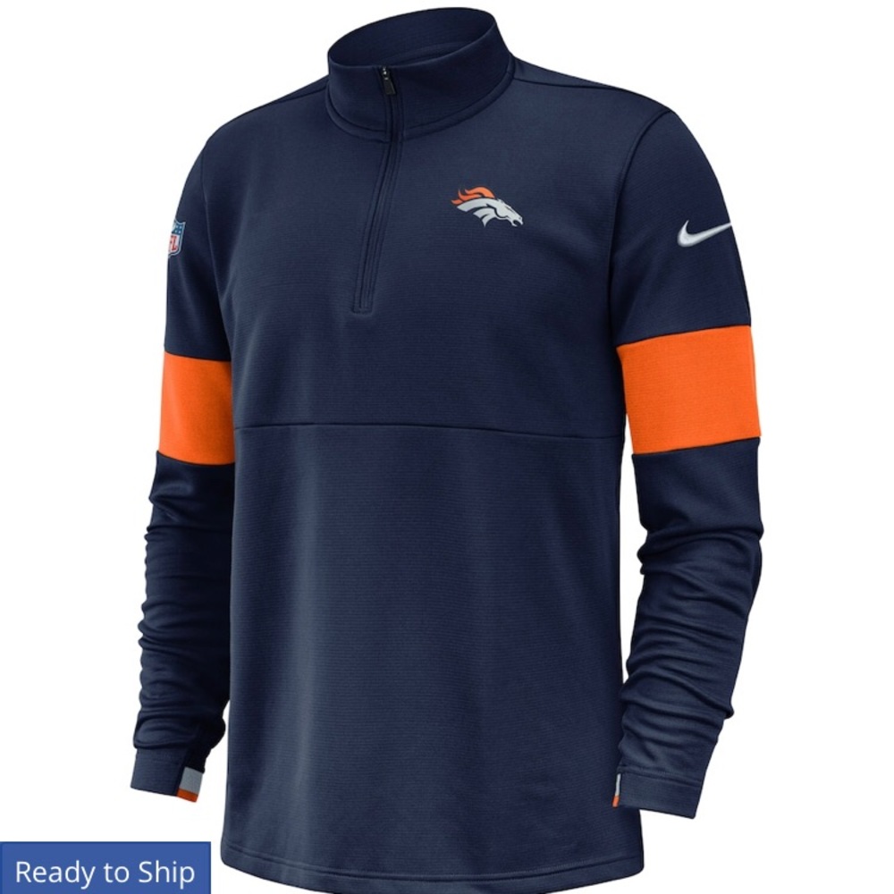 Nike Denver Broncos Navy pullover/halfzip Sz XL